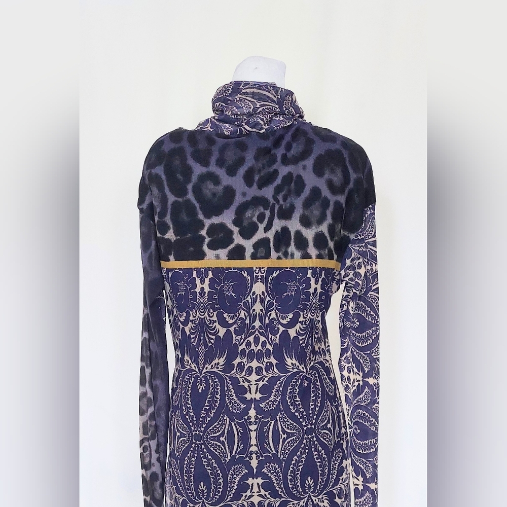 Petit Pois by Viviana G Long Sleeve Maxi Dress Size Medium Blue Gold - Picture 6 of 10
